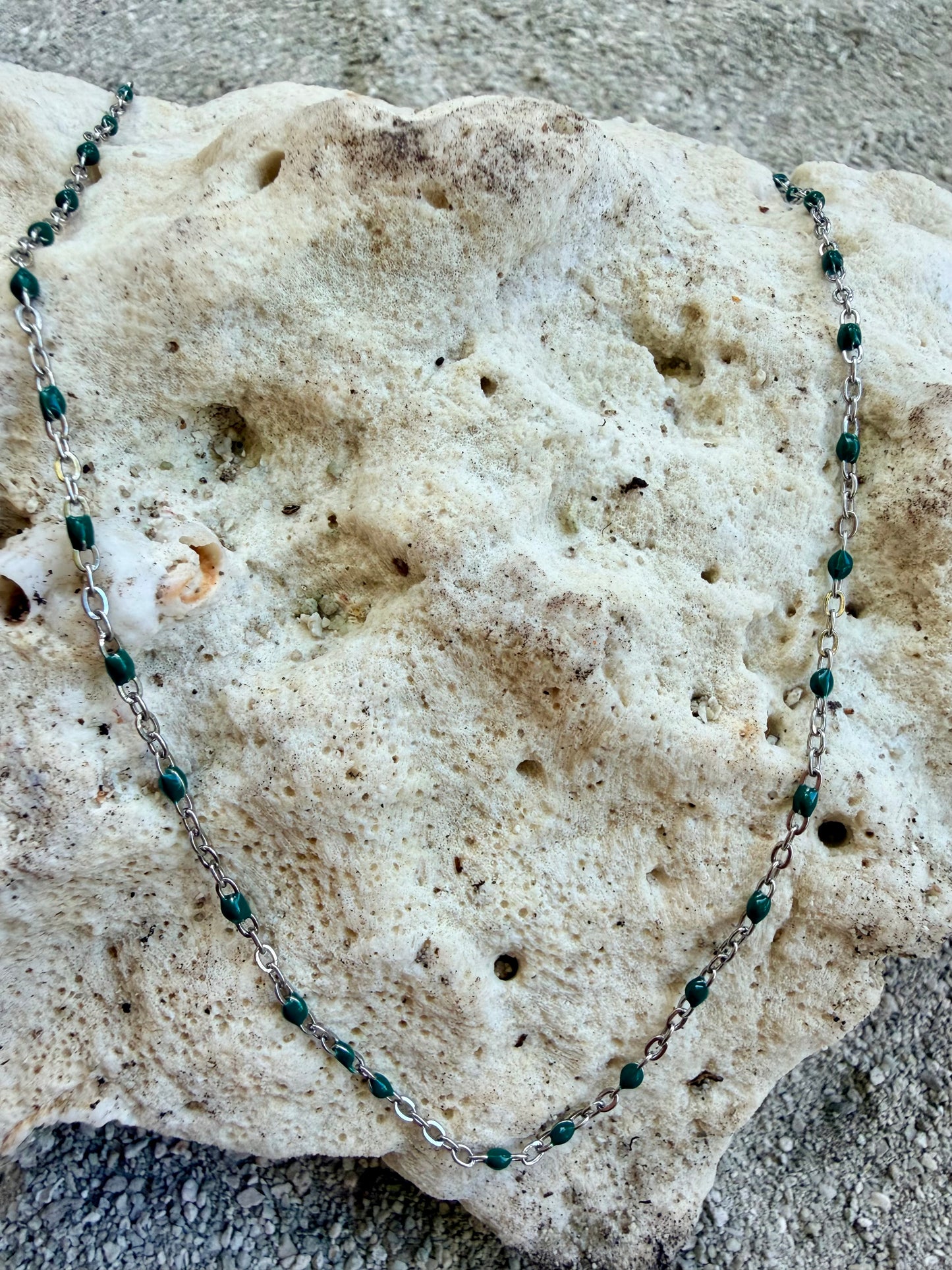 Collier Gigi acier, inoxydable, vert et argenté