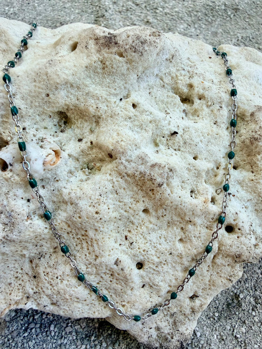 Collier Gigi acier, inoxydable, vert et argenté