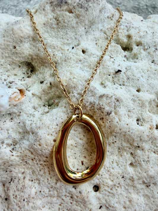 Collier nuage, acier, inoxydable doré