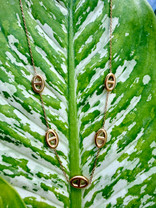 Collier, maille marine, réglable, acier, inoxydable