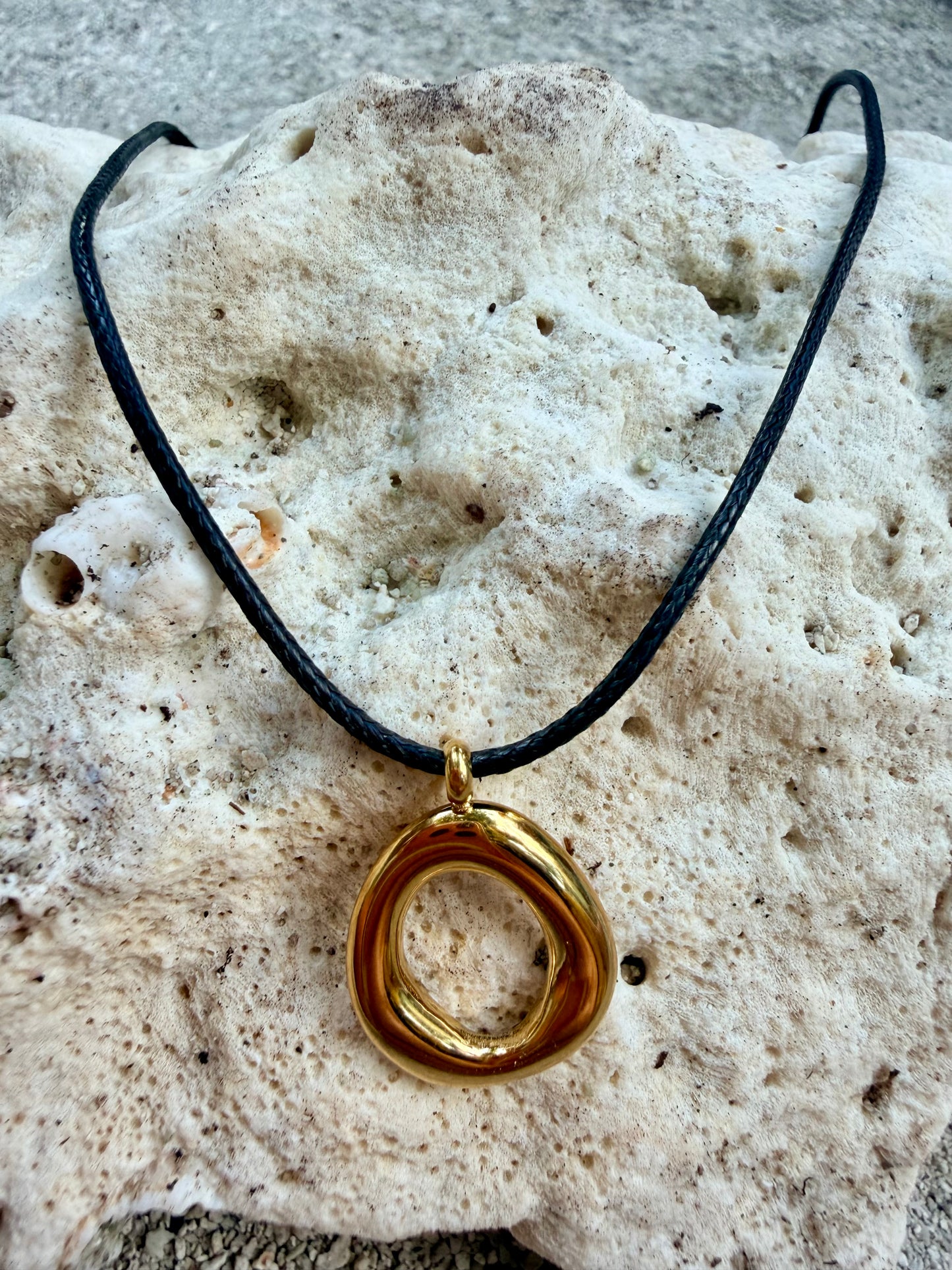 Collier cordon, acier, inoxydable doré