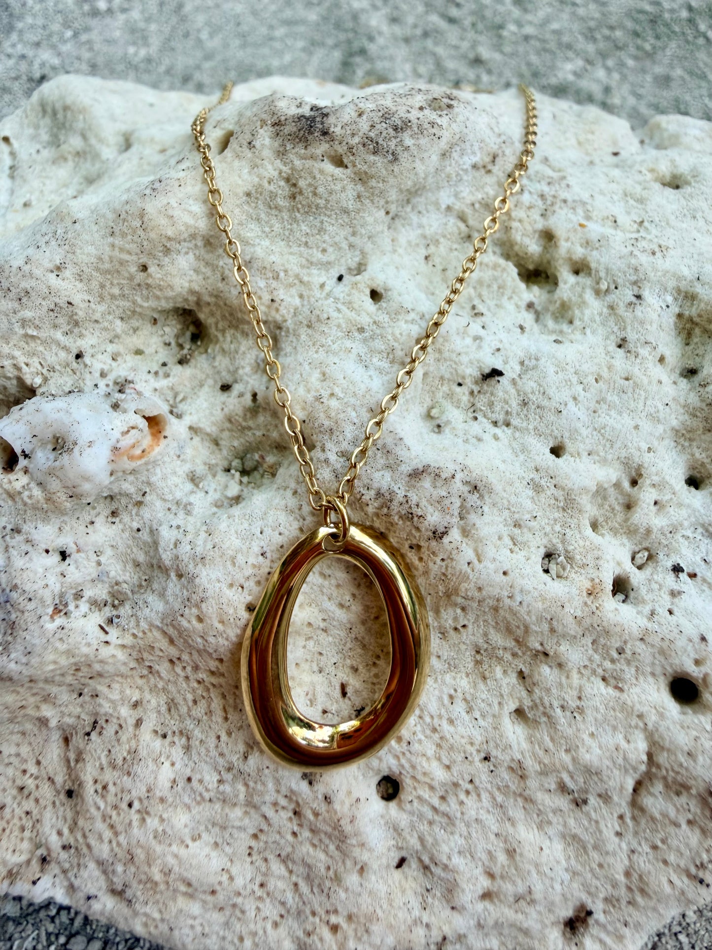 Collier nuage, acier, inoxydable doré