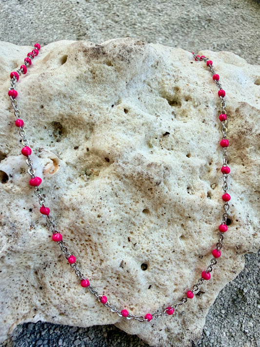 Collier Gigi acier, inoxydable, argenté et Rose