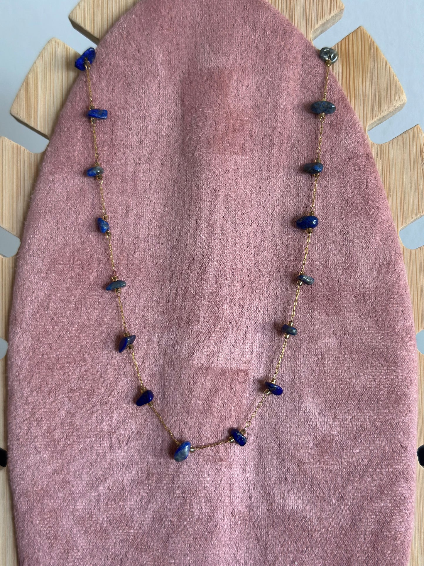 Collier, acier, inoxydable et pierre naturelle, lapis-lazuli