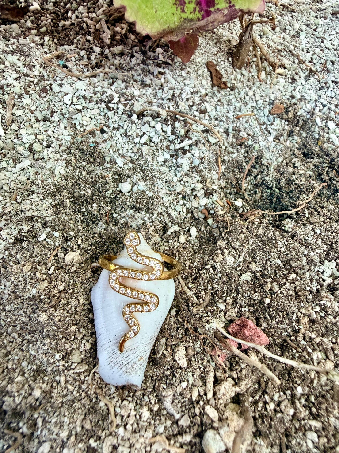 Bague réglable en acier, inoxydable, doré, modèle serpent