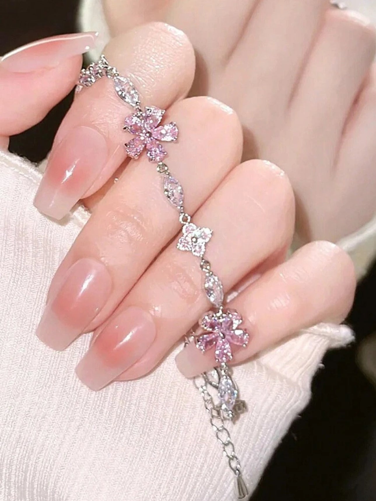 Bracelet diamonds Flowers acier inoxydable