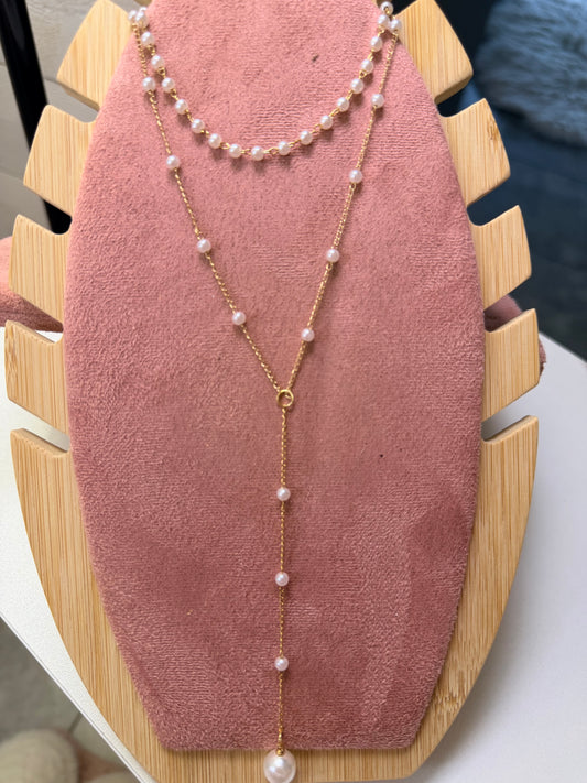 Collier perle et acier inoxydable