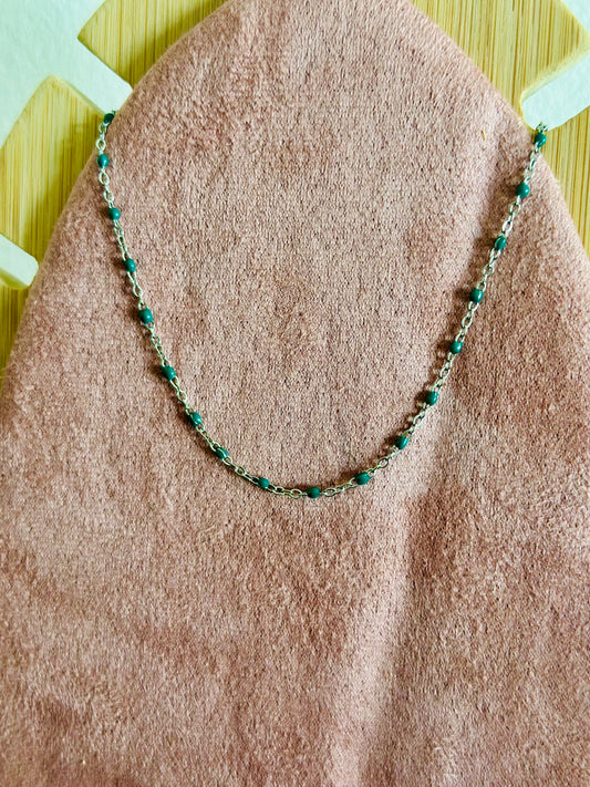 Collier Gigi acier, inoxydable, vert et argenté