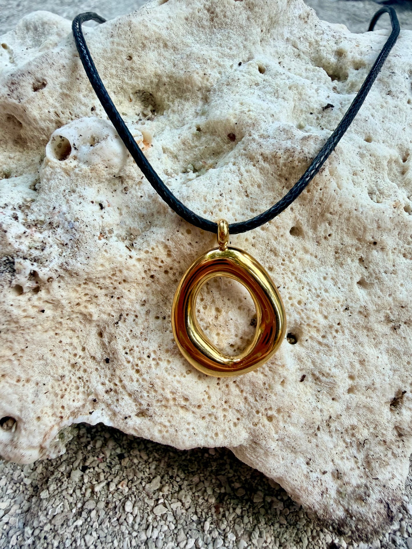 Collier cordon, acier, inoxydable doré