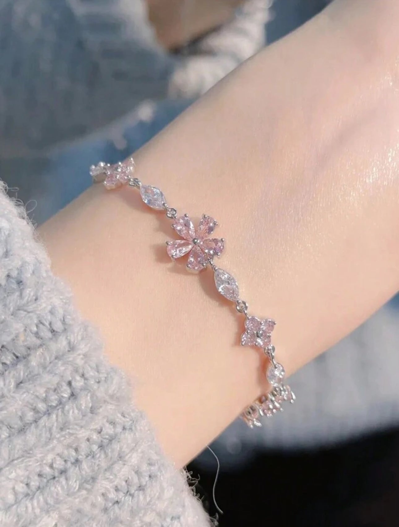 Bracelet diamonds Flowers acier inoxydable