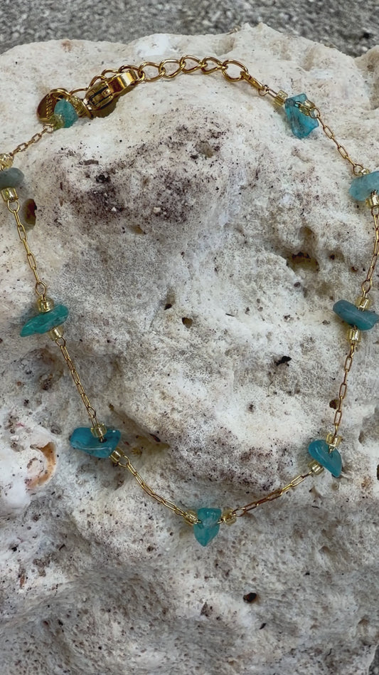 Bracelet, pierre turquoise en acier, inoxydable, doré, réglable